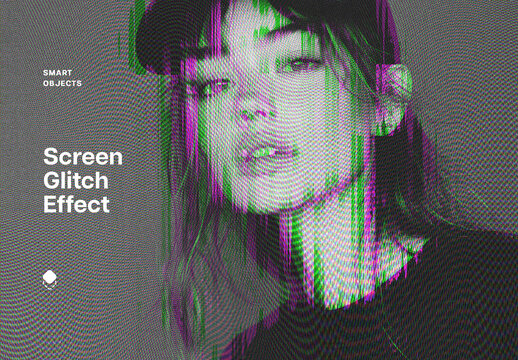 Screen Glitch Photo Effect Mockup