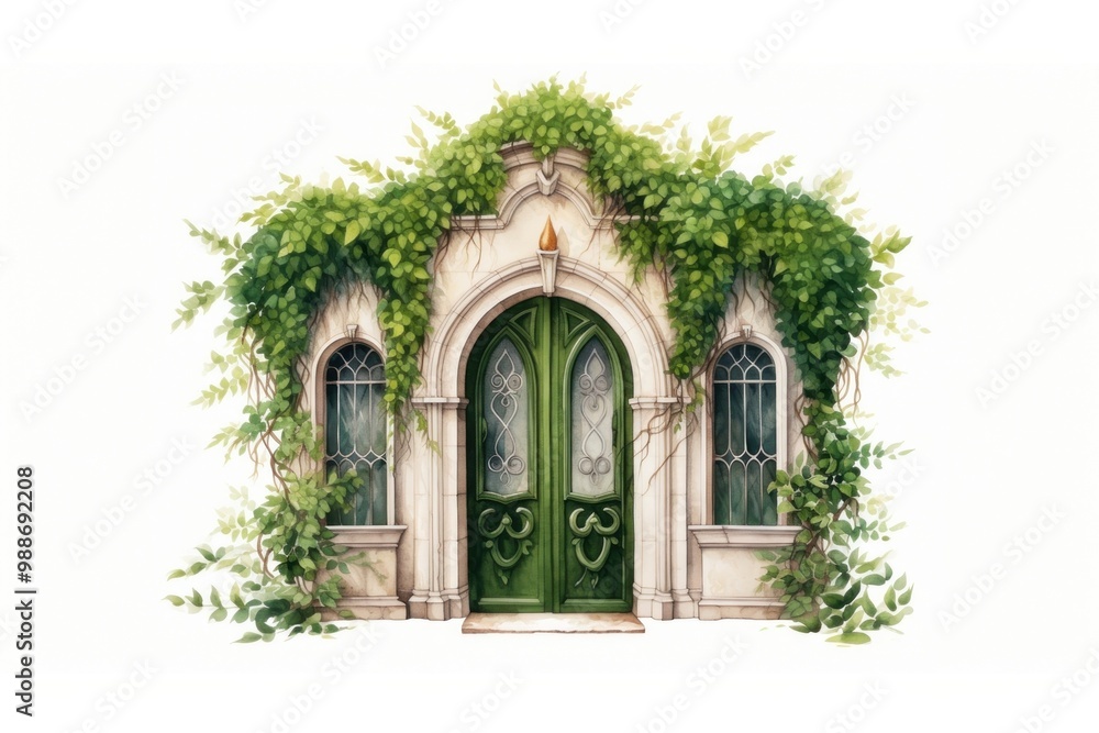 Poster door ivy architecture building. image by rawpixel.