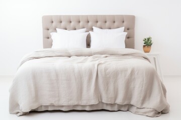Linens bed comfortable furniture.