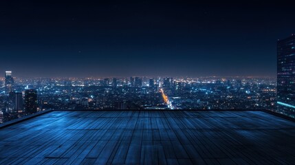 Fototapeta premium Stunning Cityscape View from Elevated Vantage Point at Night