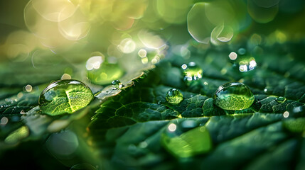 Water Drops on a Green Leaf A Macro Photography Masterpiece