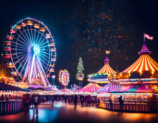 night scene of a carnival