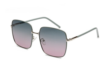 Elegant sunglasses with square frames and gradient lenses on a white background, ideal to enhance...