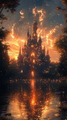 Obraz premium Enchanted Castle at Sunset