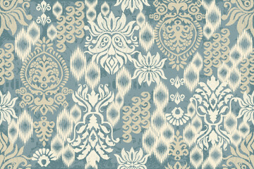 Fototapeta premium Motifs African boho paisley Floral Ikat pattern embroidery border. Ethnic ikat floral Ethnic Indian Pattern Ikat pattern Ethnic Pattern.Border indian floral Aztec embroidery border seamless patterns.
