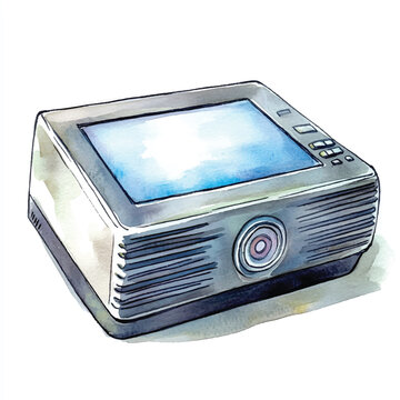 watercolor projector, gray, blue screen clip art preview