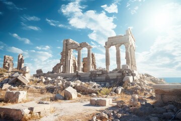 Fototapeta premium Ancient ruins architecture building sunny.