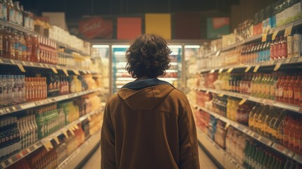 Fototapeta premium A Person in a Grocery Aisle