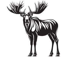 Moose silhouette, Moose illustration vector, American moose