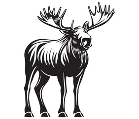 Moose silhouette, Moose illustration vector, American moose