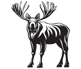 Moose silhouette, Moose illustration vector, American moose