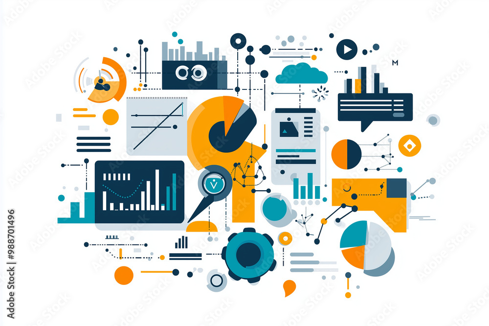 Poster agile marketing concepts with graphic elements