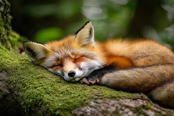 Obraz premium Wild animal red fox in natural habitat generative AI technology
