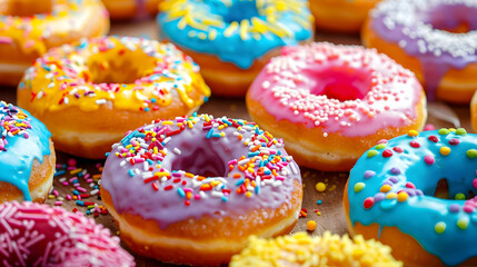 Colorful Glazed Donuts with Sprinkles Delicious Bakery Treats