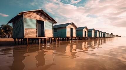 Wooden Houses on Stilts by the Water