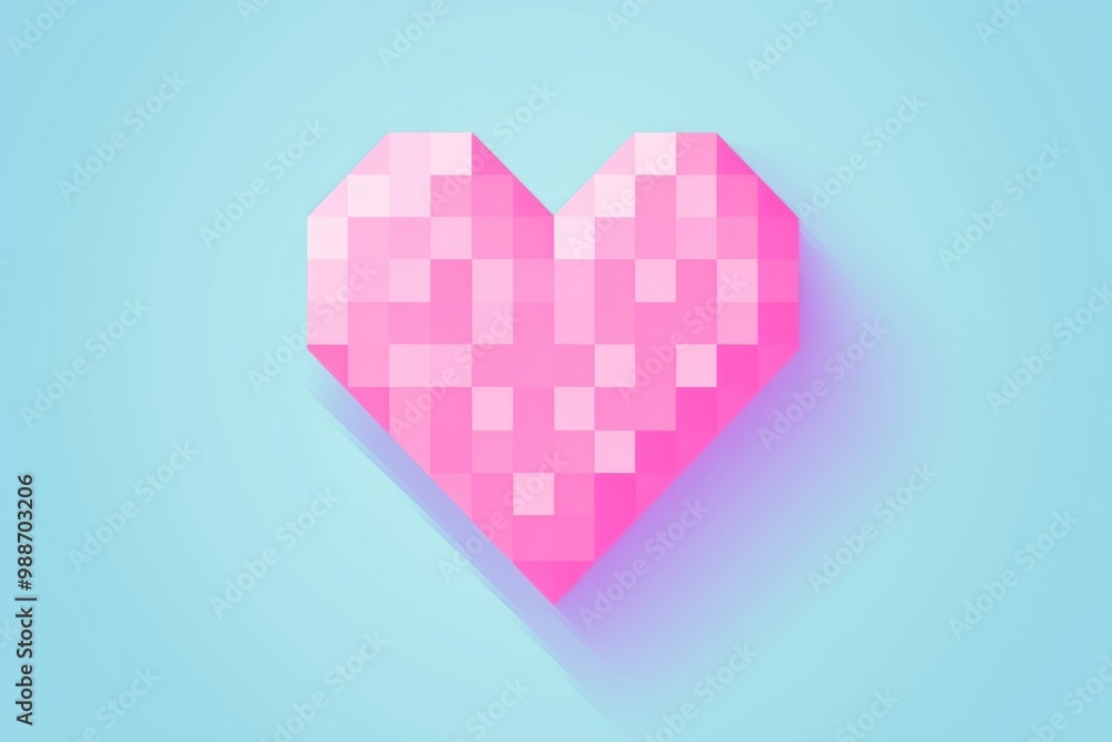Poster heart pixel shape pixelated pattern.