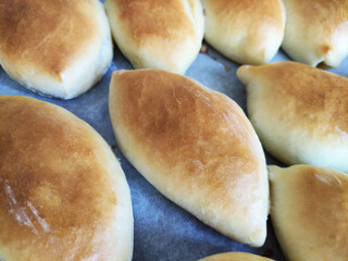 Delicious baked Russian pies with filling