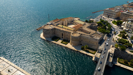 Aerial view of the Aragonese castle, officially called Castel Sant' Angelo. It is located on the...