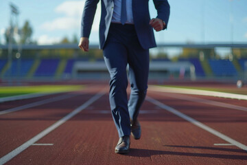 Successful sportsman businessman moving forward reaching goal aim, Generative AI