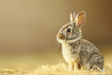 Fototapeta premium Cute Bunny in High Detail. Simple and Elegant Wallpaper Concept