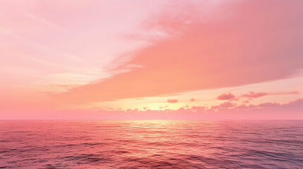 Obraz premium Pink Sunset Over Calm Ocean A Tranquil Horizon View