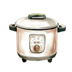 Rice cooker watercolor clipart illustration isolate