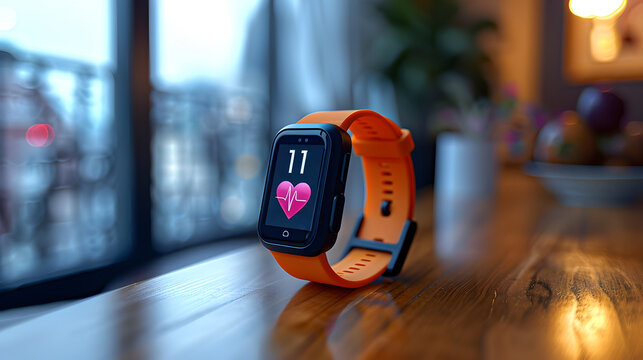 A smart watch with a heart on the screen and the number 11 on it  - Powered by Adobe