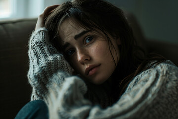 Generative AI creative illustration of desperate person with mental disorder health problems