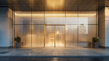 Modern Building with Glass Facade and Minimalist Design