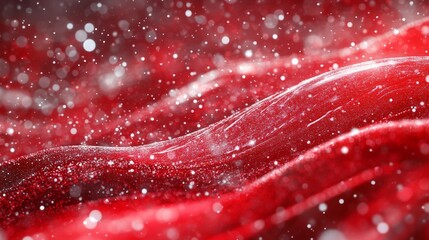 Abstract Red Flowing Light Waves with Sparkling Effects in Dynamic Vibrant Style