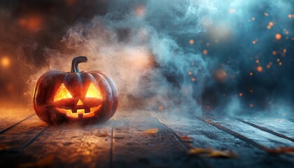 Abstract and Defocused Halloween Fog or Smoke Effect with Blue and Orange Colors