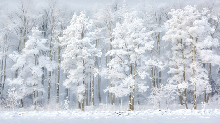 Fototapeta premium Enchanted Winter Forest: Snow Covered Trees and Icy Branches