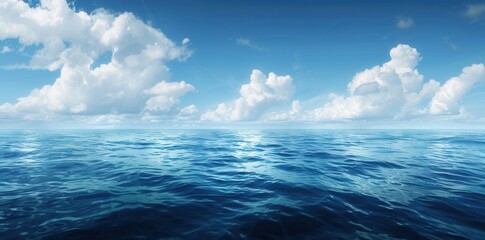 Obraz premium Serene Blue Horizon. Tranquil ocean waves and clear skies concept