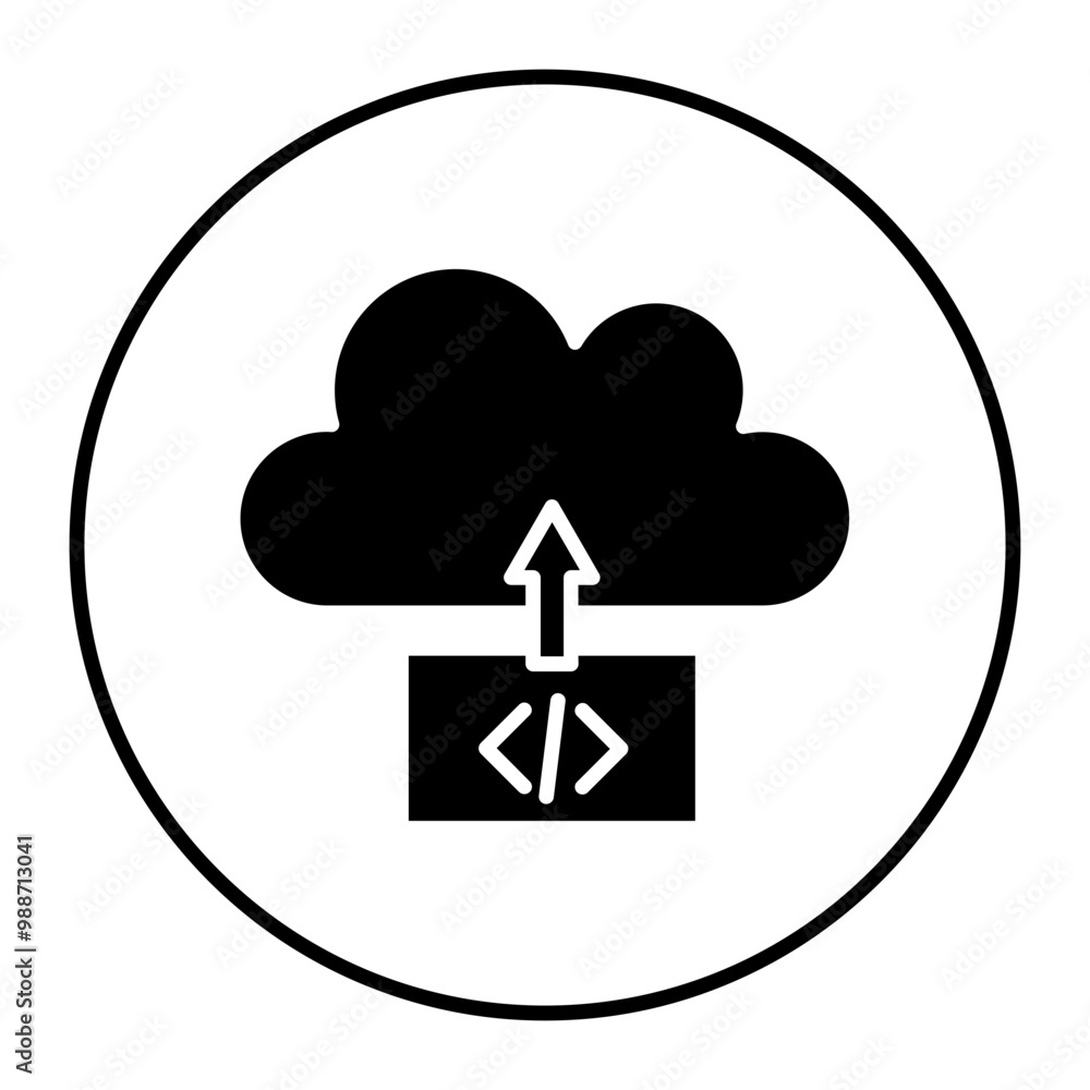 Sticker Cloud Deployment vector icon. Can be used for No Code iconset.