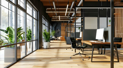 Modern Office Design with Large Windows and Natural Light