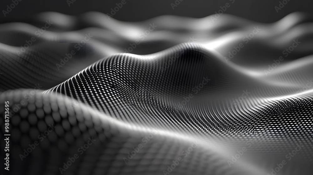 Poster a smooth, flowing bezier surface created by a grid of control points, showcasing the seamless transi