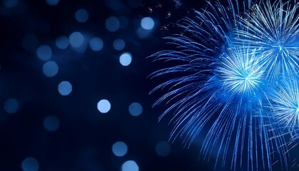 banner blue fireworks celebrating new year july holiday countdown space text