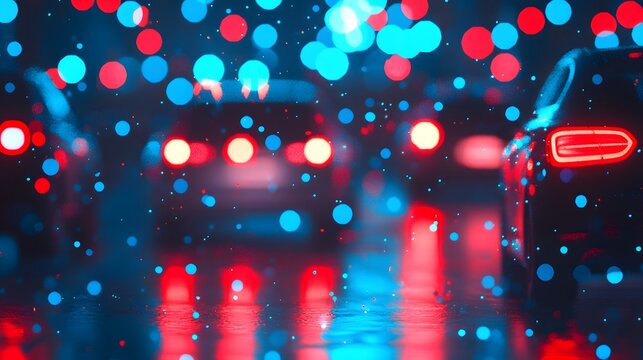 Abstract City Lights and Reflections with Bokeh Effect