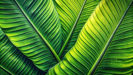 A meticulously detailed hand-drawn depiction of a tropical banana leaf, showcasing complex patterns and rich textures,