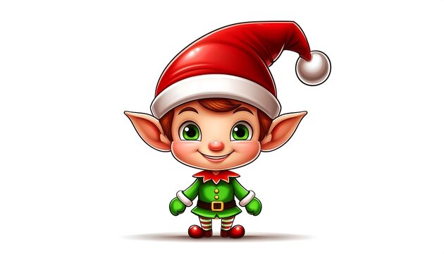 cartoon christmas elf white background