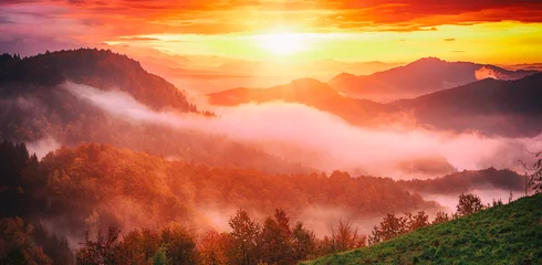 Fotobehang Baksteen Misty mountain landscape  © Roxana