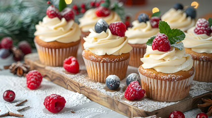 Delicious Vanilla Cupcakes with Fresh Berries