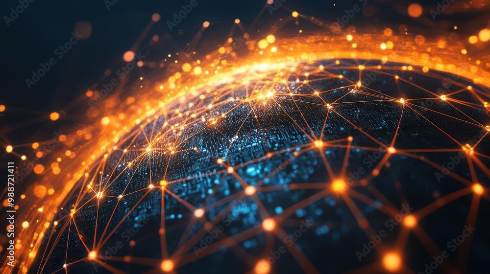 Aufkleber glowing digital globe with network connections representing worldwide connectivity big data and the 