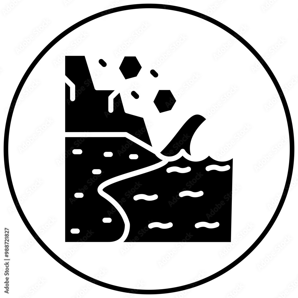 Sticker Landslide vector icon. Can be used for Coastline iconset.