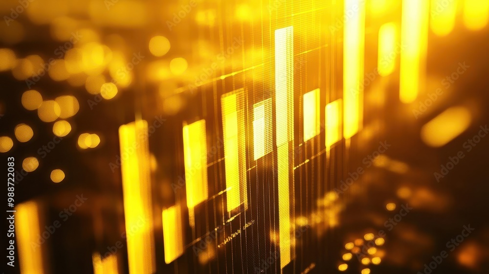Poster golden financial success ascending bar graph with gleaming gold texture abstract background suggests