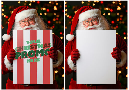 Mockup Poster Santa Christmas Promotion Generative AI