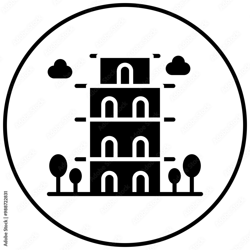 Poster Leaning Tower vector icon. Can be used for Italy iconset.