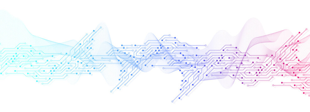 Abstract digital technology background. Digital tech motherboard texture design. Engineering circuit board concept for poster, header, banner, website, presentation.