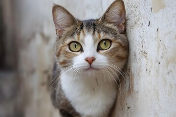 Obraz premium Close up of a Cat s Face with Green Eyes