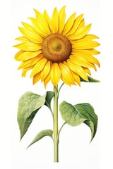 Sunflower plant white background inflorescence.